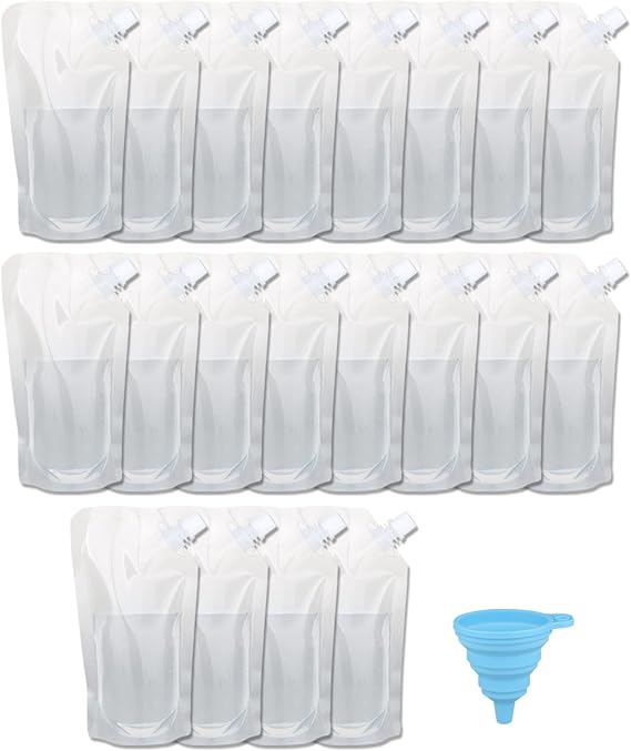 470ml - 20 Pcs Flasks Liquor Cruise Pouch Reusable Sneak Alcohol Travel Drinking Flask Concealable Plastic Flasks Bags with Funnel 16.5 fl oz 470 ml