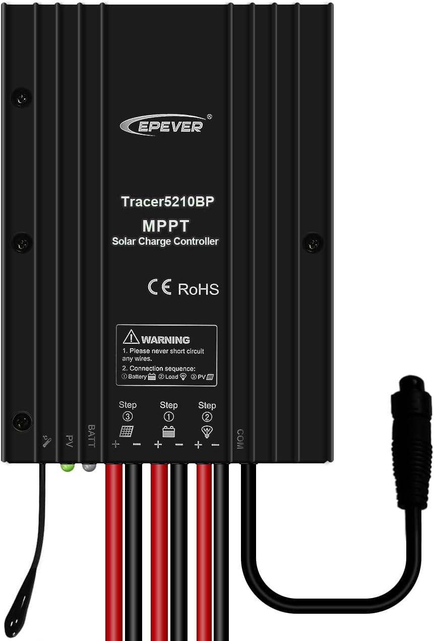 EPEVER MPPT Solar Charge Controller 30A 12V 24V Auto IP67 Waterproof Max PV 100V Solar Panel Charger Regulator Kit for Sealed Gel Flooded Lithium User (MPPT 30A+MT50+RS485)