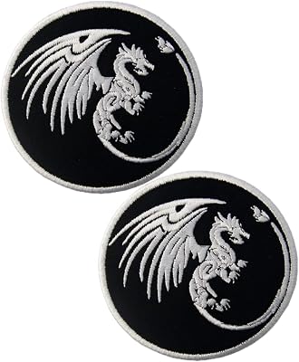 Heiorpai 2Pcs Dragon Symbols of Power and Might Patch Embroidered Cool Iron On or Sew On Patches