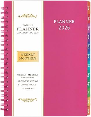 2026 Planner - Planner 2026, 2026 Planner Weekly and Monthly with Tabs, Jan 2026 - Dec 2026, 6.25 8.3, Strong Twin-Wire Binding