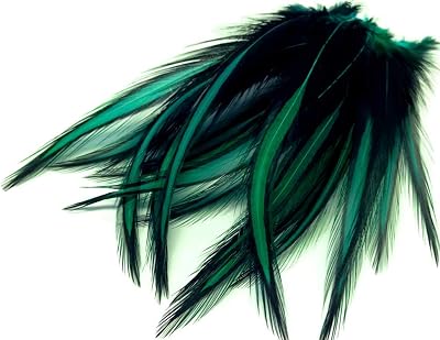 10 Pieces - Peacock Green Laced Long Rooster Cape Feathers Fly Tying Whiting BLW Rooster Saddle | Moonlight Feather