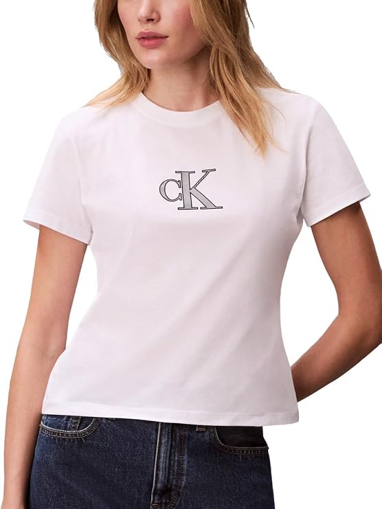 Calvin Klein Women's Slim Fit Graphic Monogram Tee