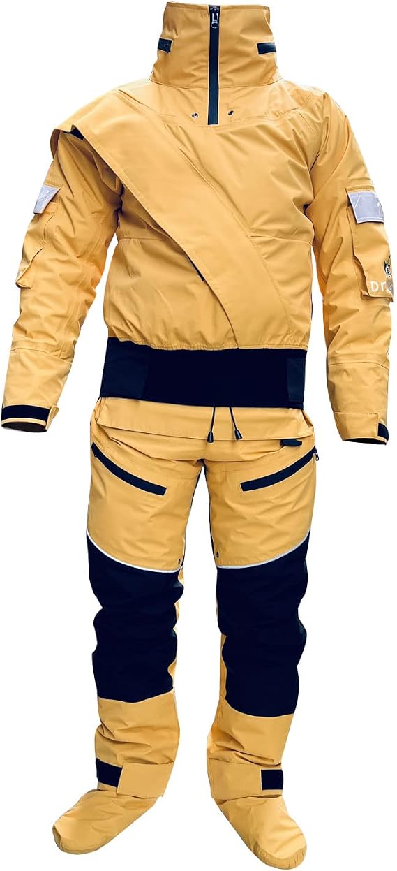 Dry Suits for Men in Cold Water Water Rescue Suit with Detachable Hood for Whitewater Canyoneering Kayaking Exploring