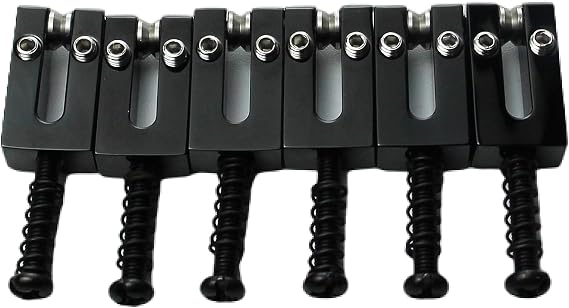 Guyker 10.5MM Brass Roller Saddles - Guitar Tremolo Bridge Saddles Compatible with Strat ST Electric Guitar Replacement Parts Accessories (6 Pack, Black)