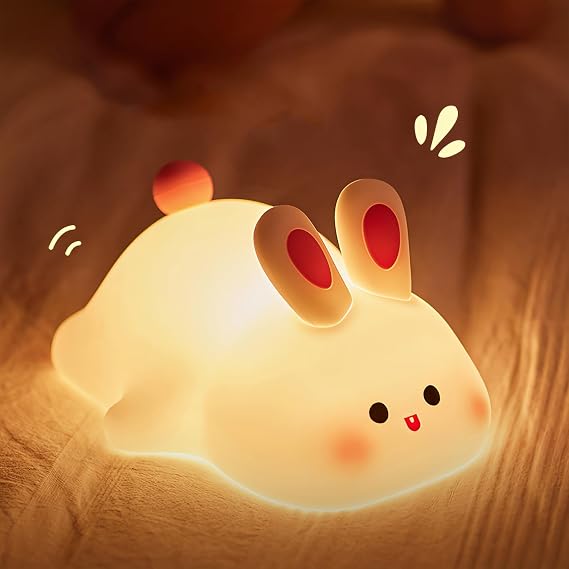 Cute Bunny Night Light Rabbit Night Lamp for Easter Rechargeable Bunny Light for Kids Room Decor 1200mAh Silicone Night Lamp with Touch Contral for Easter Children Toddler