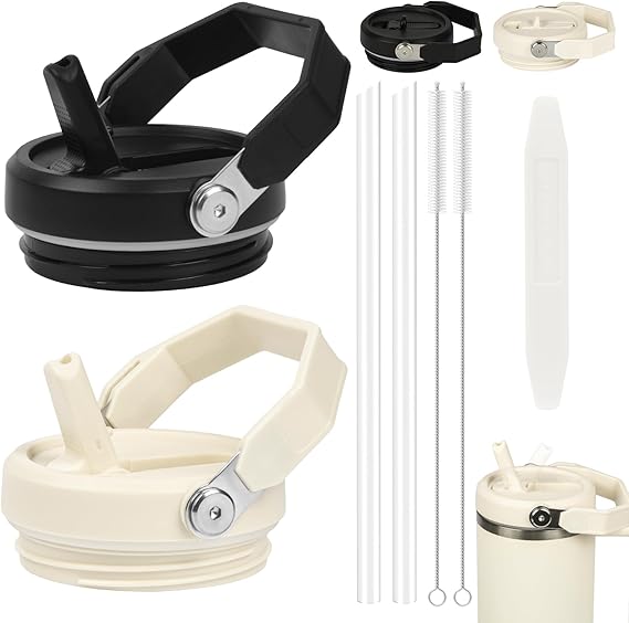 Leak Proof Lid for Stanley Cup,2 Pack 40 oz Tumbler Flip Straw Lid Replacement fit for Stanley Quencher,Detachable Spill Proof Splash Resistant Travel Tumbler Lids（Portable）