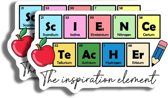 Science Teacher Magnets - Inspirational Element Design - Classroom Decor - Chemistry Teacher Gift - Periodic Table Magnets- 2 Pack - Made in USA - PLDFMAG3636