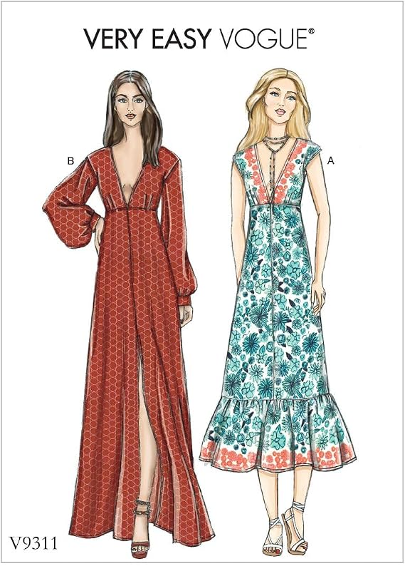 Vogue Patterns V9311OSZ Misses' Dress, 6-8-10-12-14-16-18-20-22, Red