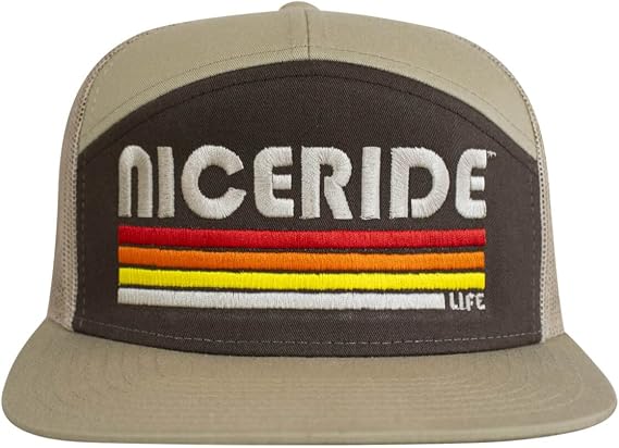 Unisex Snapback Trigger 7 Panel Trucker Hat Available in Evening Glow Stitching.