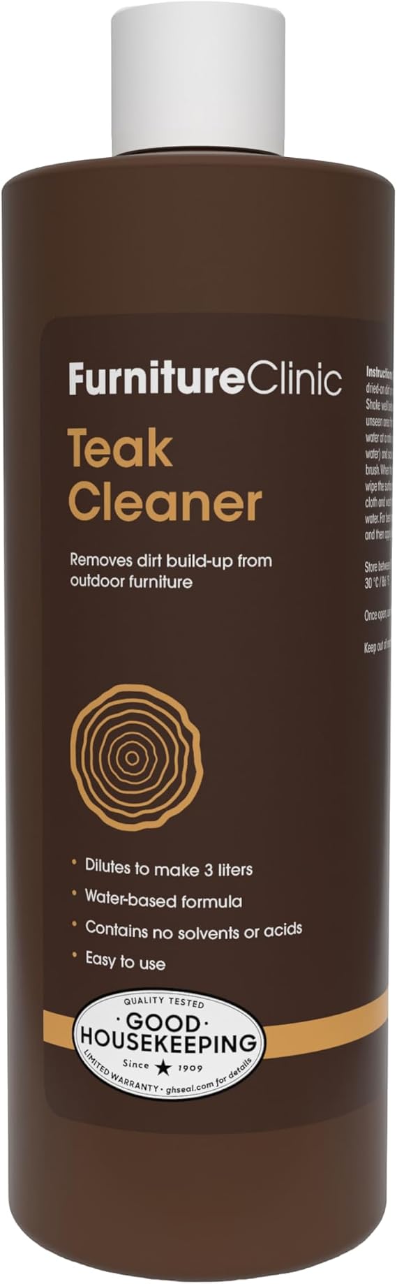 Furniture Clinic Teak Cleaner | For Outdoor Patio Furniture Such as Teak & Other Wood Types | Clean, Remove , Dirt, Other Stains | Restore Treated and Untreated Wood (17oz / 500ml)