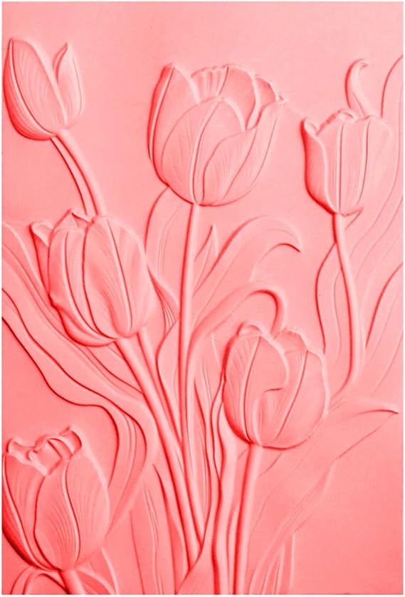 Tulip 3D Embossing Folder for Card Making DIY Scrapbooking Blossom Tulip Flower Clear Plastic Texture Fades Embossing Folder Template for Scrapbooking Paper Crafts Arts Supplies Handmade Crafts