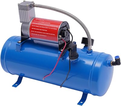 Air Compressor Pump 100PSI DC 12V Air Compressor with 6 Liter Tank Inflator Air Compressor with 6L Tank Train Air Horn Kit 1.6 Gallon for Train Horns Motorhome Tires