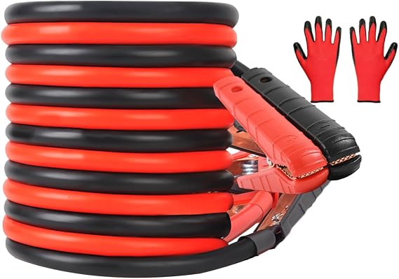 0 Gauge 25FT Jumper Cables, Heavy Duty Jumper Cables for Car Van Truck, Commercial Grade 3000AMP Automotive Booster Cables for Jump Starting Dead or Weak Batteries, With Storage Bag & Gloves