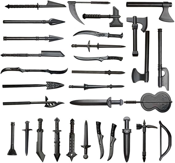 Medieval Knight Weapons Pack Accessories Set, Military Soldier Knight Weapons Bricks Compatible with All Major Brands - 30 Pieces