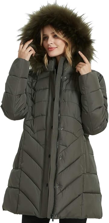 BINACL Women's Winter Warm Thicken Long Outwear Pockets Coat Parka Jacket XS-3XL