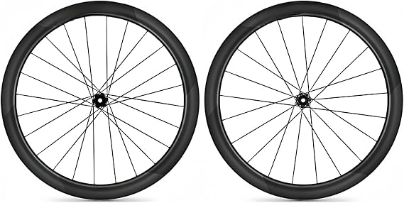 700C Road Bike Carbon Fiber Wheelset Disc Brake Carbon Spoke Bicycle 49Mm Wheelset Vacuum Open Tire Rims Front 2 Rear 4 Bearings Support 10-12 Speed