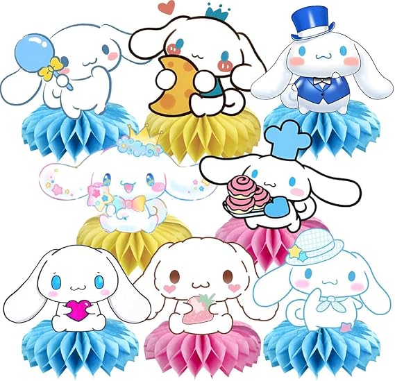 8Pcs Cartoon Dog Honeycomb Table Centerpiece, Kawaii Birthday Party Supplies Table Decorations for Kids Party Decorations