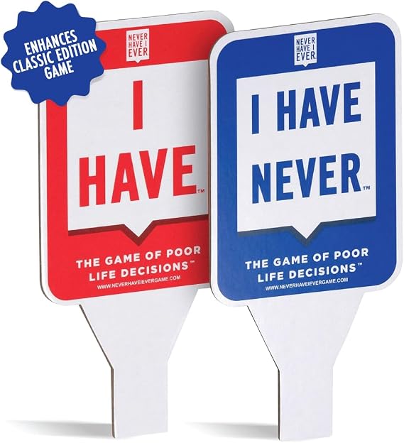 Never Have I Ever Card Game Paddles, Maximize the Fun of Playing Cards, 10 Physical I Have and I Have Never Paddles, Portable Adult Games for Game Nights, Vacations, Family Gatherings, Ages 17+