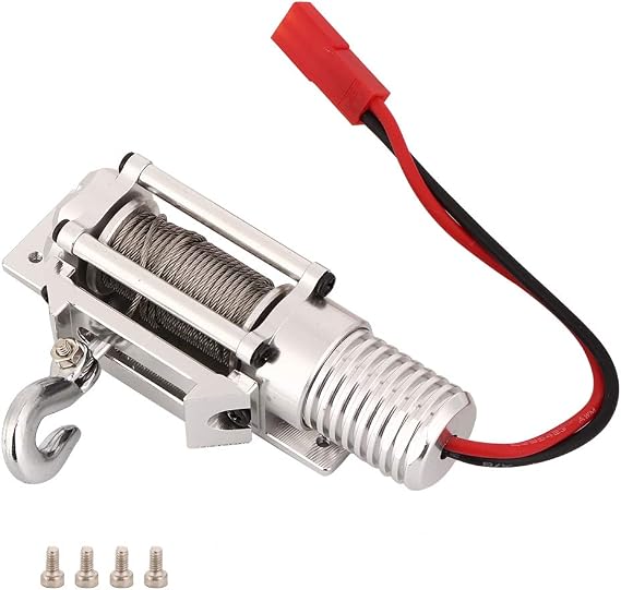 VBESTLIFE RC Metal Winch,Full CNC Metal RC Winch Spare Upgrade Parts Accessories for 1/10 SCX10 Axial Crawler D90(Silver)