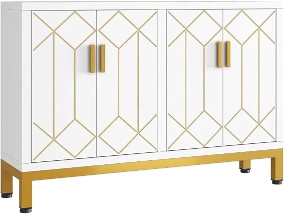 Occasional Table Wood Buffet Cabinet, Sideboard with Storage, Modern with 4 Doors and Shelves for Kitchen