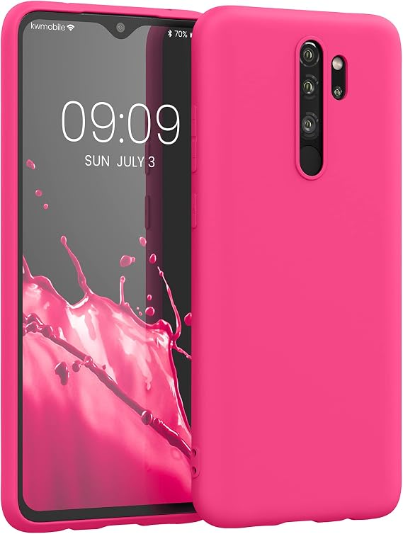 kwmobile Case Compatible with Xiaomi Redmi Note 8 Pro Case - Soft Slim Protective TPU Silicone Cover - Neon Pink