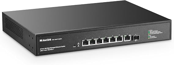 MokerLink 8 Port 10 Gigabit PoE Web Managed Switch with 10G SFP+, 7 Port PoE++ IEEE802.3af/at/bt 260W, Managed Rack Mount Network Switch