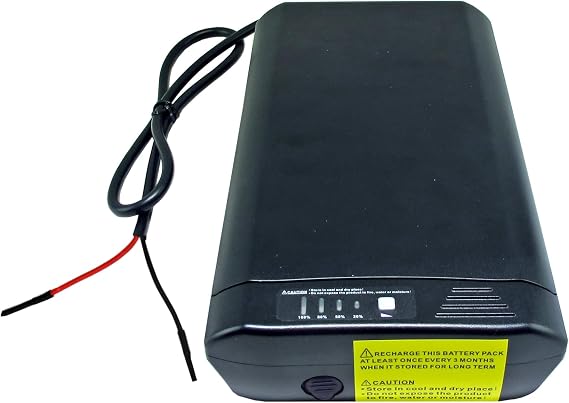 24V Lithium-Ion Battery Pack, 300Wh High Capacity Rechargeable, 15A Output, 5 Pounds, with AC Charger, for LED Lights and High Power Devices