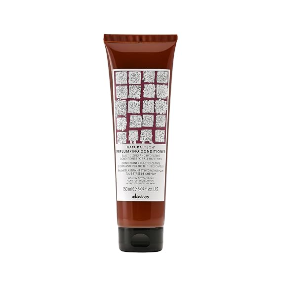Davines Naturaltech Replumping Conditioner, Elasticizing & Moisturizing for Fine Hair Lacking Elasticity - With Plum Phytoceuticals - Detangles & Adds Body, 5.07 Fl Oz