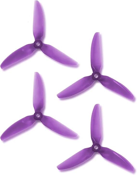 8pcs HQProp 5X4.8X3 V1S 5048 5 Inch 3-Blade Propellers Set (4X CW / 4X CCW) Poly Carbonate (Purple)
