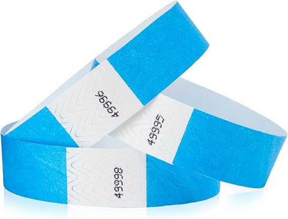 40,000 WristCo Neon Blue Tyvek Wristbands for Events - Tamper-Proof Design & Fluorescent Color Prevent Reuse Premium-Grade Bracelets for Hospital & Medical ID, Party & VIP Identification