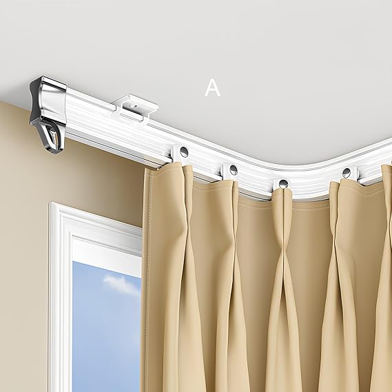 Flexible Bendable Curtain Track 100-600cm, Heavy Duty Chrome Plastic Steel Curtain Rail, Strong Load Bearing, Easy To Bend(A,400cm/13.1FT)