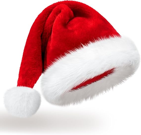 Santa Hat Christmas Hats for Adults, Men Women Xmas Classic Santa Claus Hat