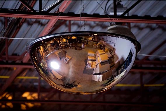 Global Industrial Full Dome Impact-Resistant Acrylic Mirror, Indoor, 18" Diameter, 360-Degree Viewing Angle, Lightweight Ceiling Mount Safety & Security Mirror