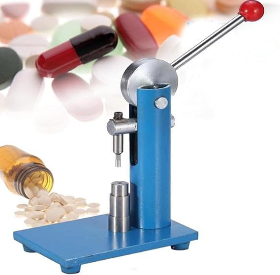 Tablet Press Machine,3-12mm Lever-type Tablet Press, Manual Steel Single Punch Powder Tablet Press Machine Pill Stamping Maker Tableting Tool, Stainless Steel Mold 12mm