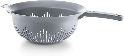 YBM HOME 9.75 Inch Plastic Strainer Colander with Long Handle Made of Food Safe BPA-Free Plastic - Use for Pasta, Noodles, Spaghetti, Vegetables and More 31-1130-gray 1, Gray