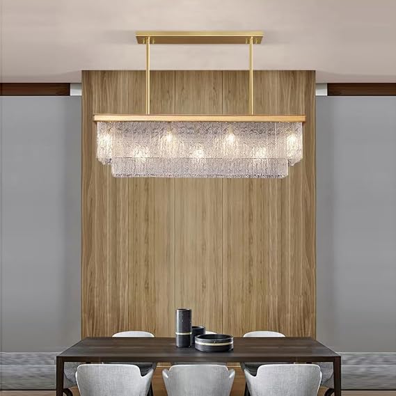 Chandelier Minimalist LED Luxury Crystal Home Decoration Dimmable Rectangle Fixtures Indoor Lighting,Modern Chandelier