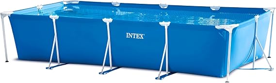 INTEX 28273 Rectangular Blue Rectangular Frame Pool, 17.7 x 86.6 x 33.1 inches 450 x 220 x 84 cm