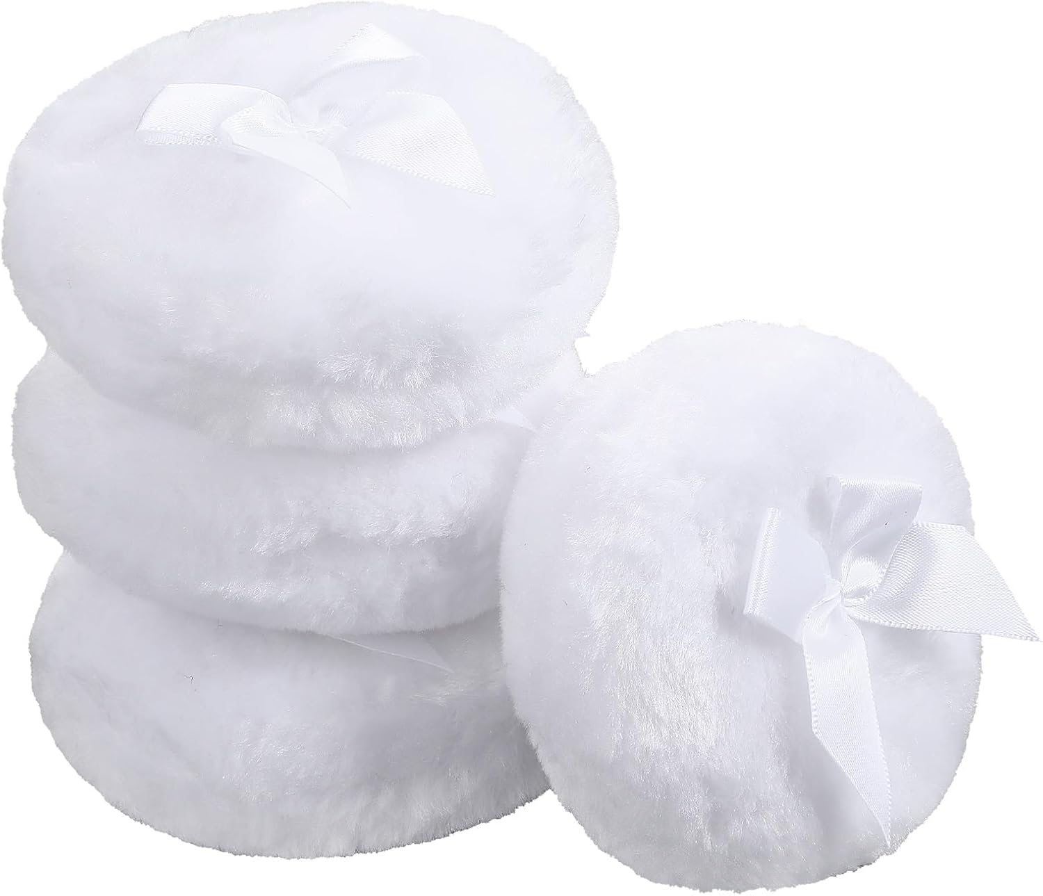 4pcs Body Powder, 3.5In Body Puff Powder, Soft Washable Reusable Large Powders Puffs for Bodys Powders, Loose Puffs Wet Dry Makeup Tool for Baby & Kid & Adult, White