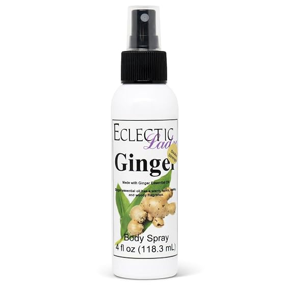 Eclectic Lady Ginger Body Spray, Double Strength, 4 ounces, Body Mist