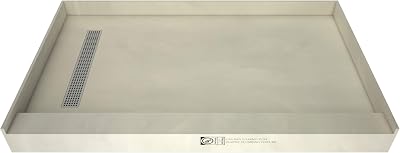 Tile Redi RT3460L-PVC-SQPC Shower Pan with Left Drain- Single Curb Shower Base, 2 PVC Drain, and Grate Included, 60 Width x 34 Depth