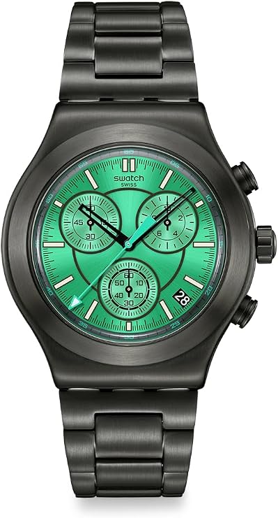 Swatch I New Chrono Unisex Watch Casual Polymer Black Quartz Waterproof Obsessively Obsidian