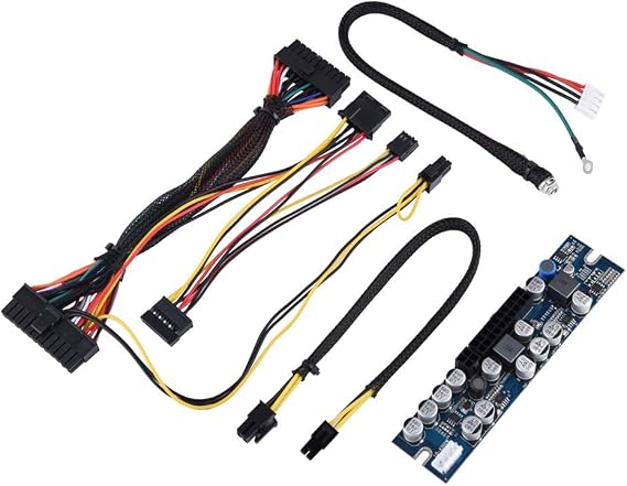 PC PSU DC 12V Input 300W Output Computer Power Supply Module Board with 24Pin Connect/AUX/SATA Cable, Suitable for MiniITX and 1U Case