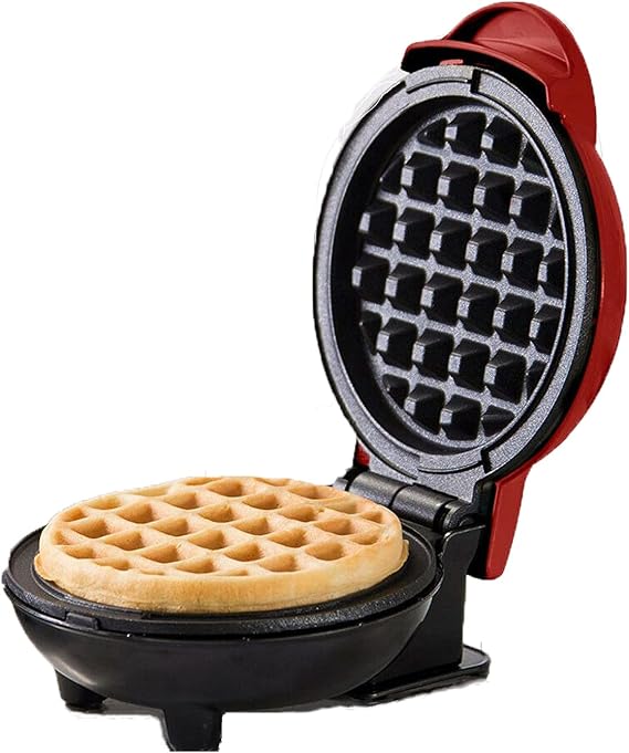 Mini Waffle Maker | Waffle Maker | Portable Electric Non-Stick Waffle Iron Suitable for 4 Inch Single Waffle for Breakfast, Lunch or Snack,Red