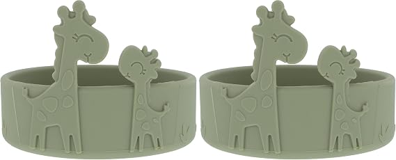 Nuby Animal Friend Silicone Round Plate - Toddler Plate - 6+ Months - Green Giraffe Plate (Pack of 2)
