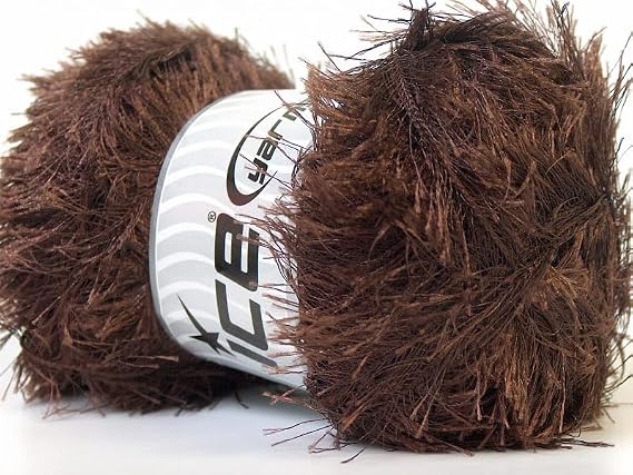 Ice Yarns Eyelash 100gr Dark Brown, Polyester Eyelash Yarn 3.53 Ounces (100 Grams) 164 Yards (150 Meters)