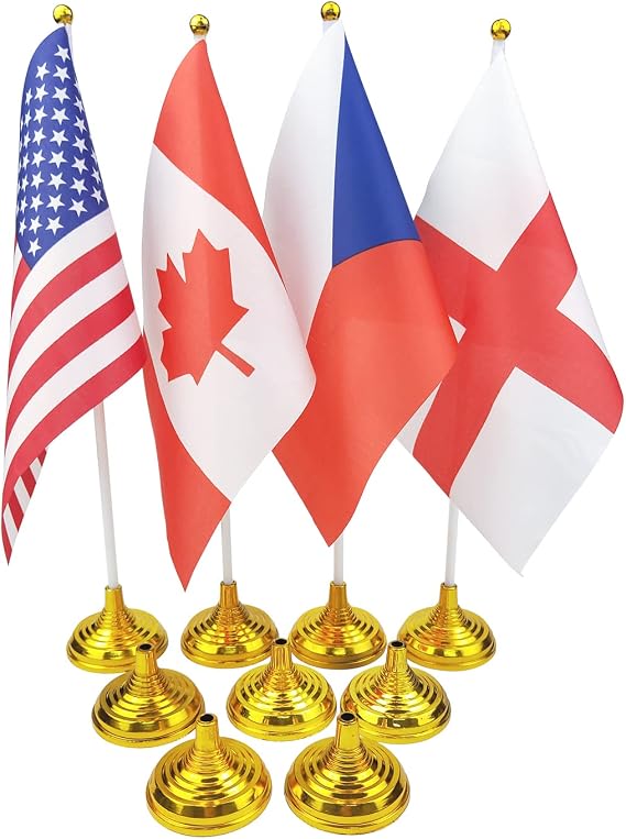 32 Pack Small Flag Holder for Desk Flag Stand Base, Table Flag Stand Holder Mini Plastic Flag Stand Indoor Outdoor Flag Pole Stand Base for Table Centerpiece, Party Supplies and Decoration