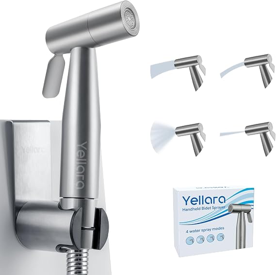 Handheld Bidet Sprayer for Toilet, 4 Spray Modes, Stainless Steel, 1 Set