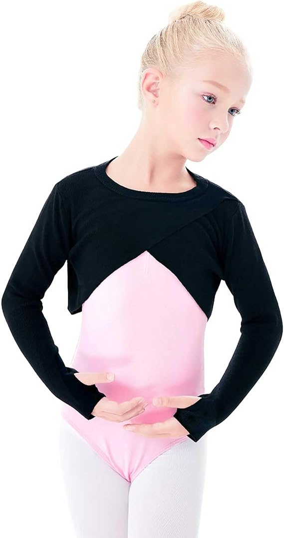 Daydance Kids Girl's Ballet Shrug Knit Pullover Dance Sweater with Thumb Holes