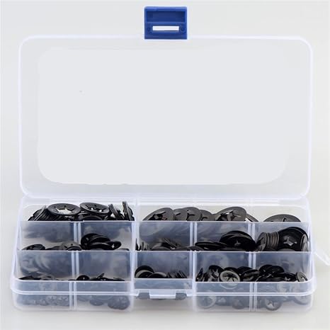 500PCS 65 Mn Steel M3-M12 Star Lock Locking Washers Assortment Kit Plum Blossom Hole Retaining Ring Bearing Clip
