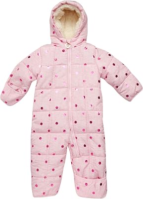 DKNY Baby Girls Pram Jumpsuit - Quilted Polar Fleece Lined Snowsuit Coveralls 0-24M